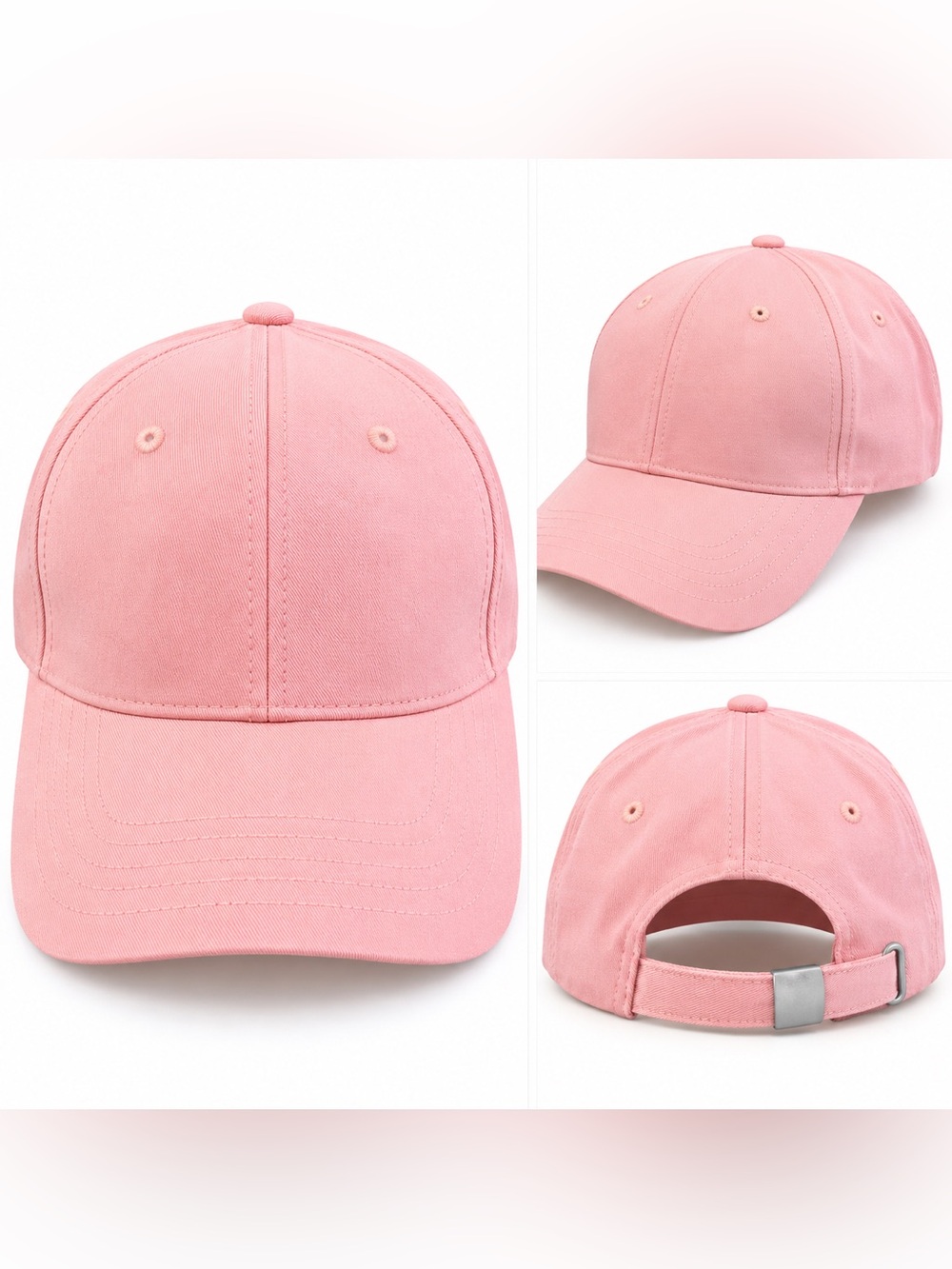 Men's Pink Adjustable Cotton Baseball Cap